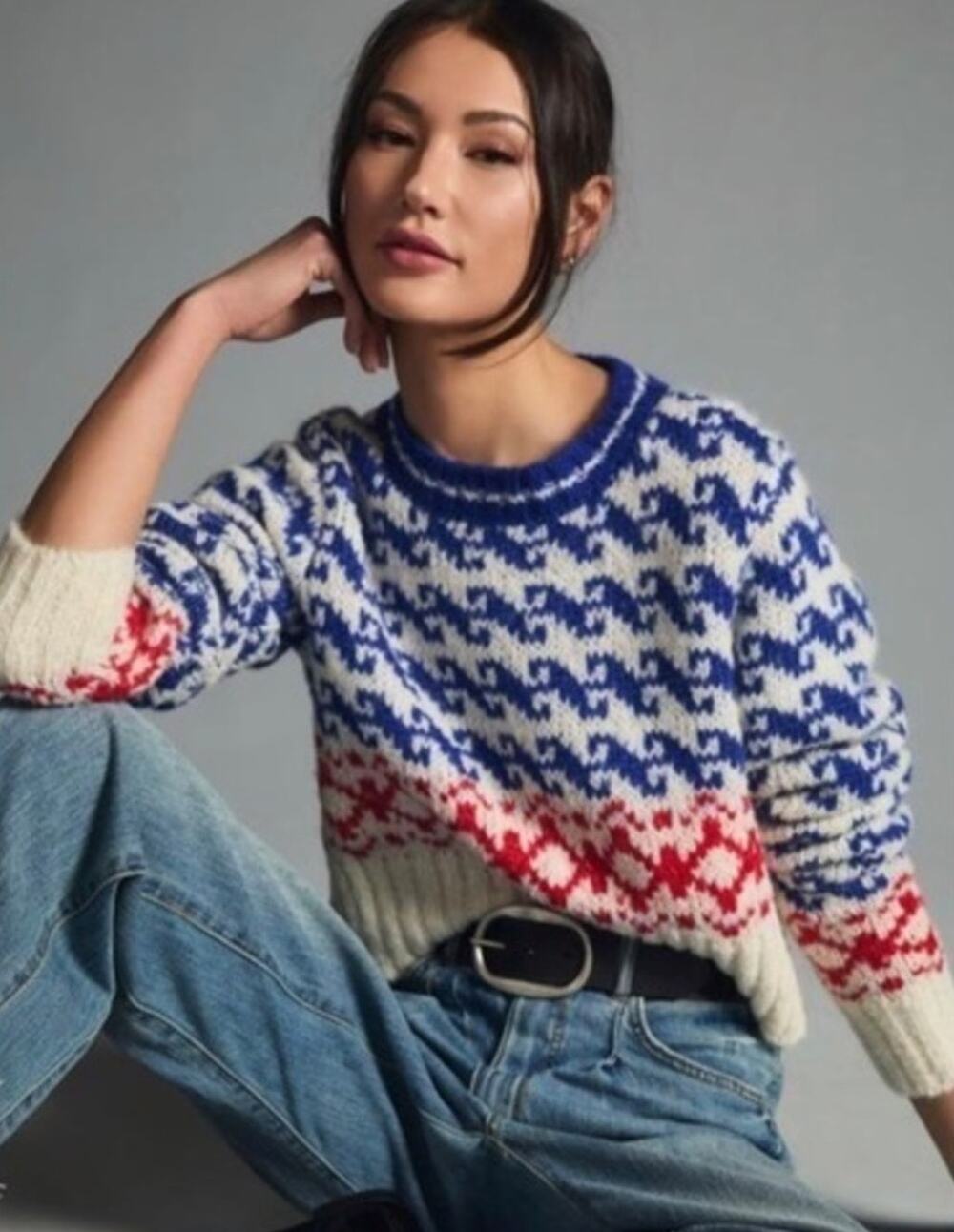 MOTHER Fairisle Pullover Sweater Alpaca Blend Sz XL